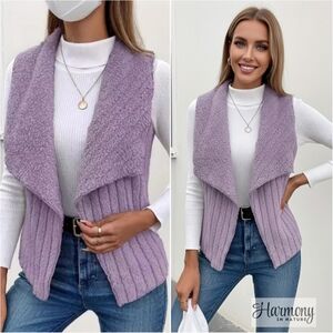 Brynn Fleece Open Front Vest - Purple